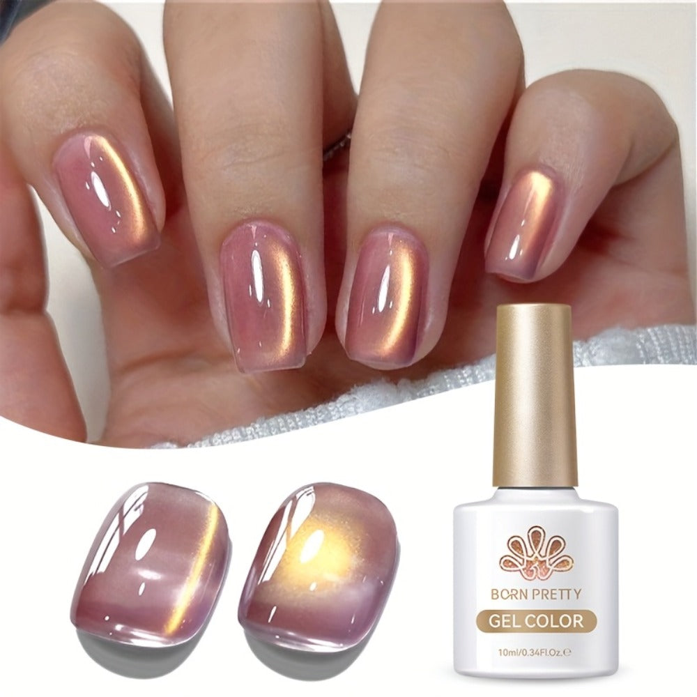 BORN PRETTY 0.34oz 4pcs Hyacinth Cat Magnetic Gel Nail Polish Purple Jelly Glass Shine Soak Off Gel Nail Art Home Manicure