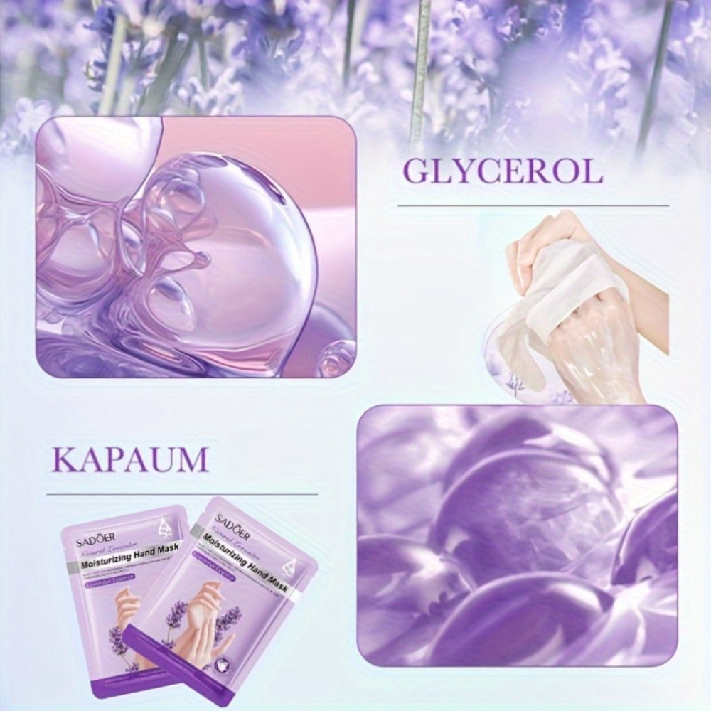 4/8 Pairs SADOER Lavender Hand Mask - Moisturizing, Hypoallergenic, Natural Essential Oils, Ideal for Home, Business, Travel - Purple, Independent Packaging, Perfect Gift, Hand Spa Mask