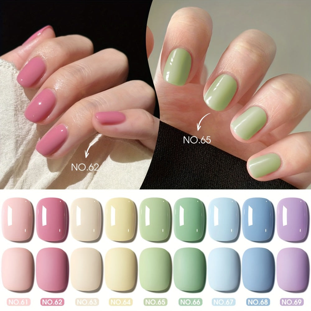 XEIJAYI Colorful Square Bottle 9pcs---Nail Gel New Popular Macaron 9 Color Series LED Nail Polish Gel High Saturation Color Gel Salon Nail Art for Nail DIY Art Design Women's Holiday Gift