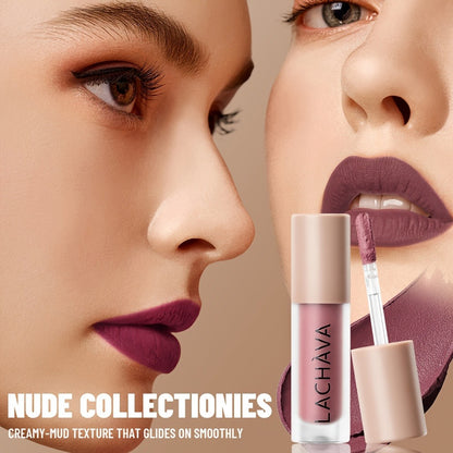 Velvet Liquid Lipstick Matte Lip Gloss — Long-Lasting Waterproof Non-Drying Formula, Highly Pigmented All-Day Wear in Nude Brown Pink Red Purple Gold