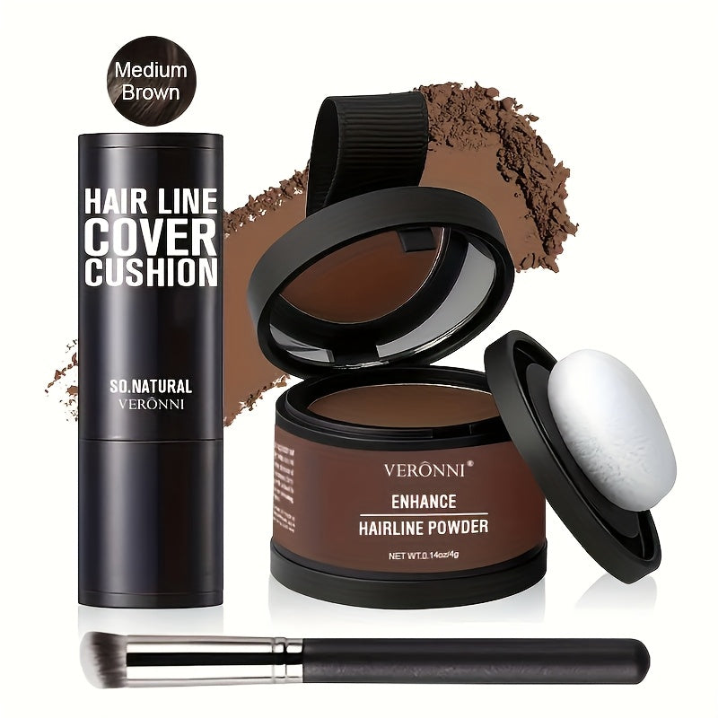 Hair Root Concealer Powder Hairline Touch-Up | Instantly Covers Gray Thinning Hair | Plant-Based Keratin Formula for Men & Women | Multiple Shades with Brush