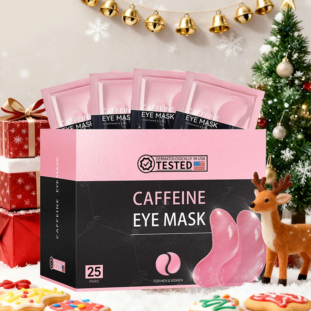 Under Eye Mask Patches 25 Pairs – Caffeine, Hyaluronic Acid & Aloe Vera Collagen Eye Masks for Dark Circles, Puffiness & Deep Hydration | All Skin Types, Men & Women