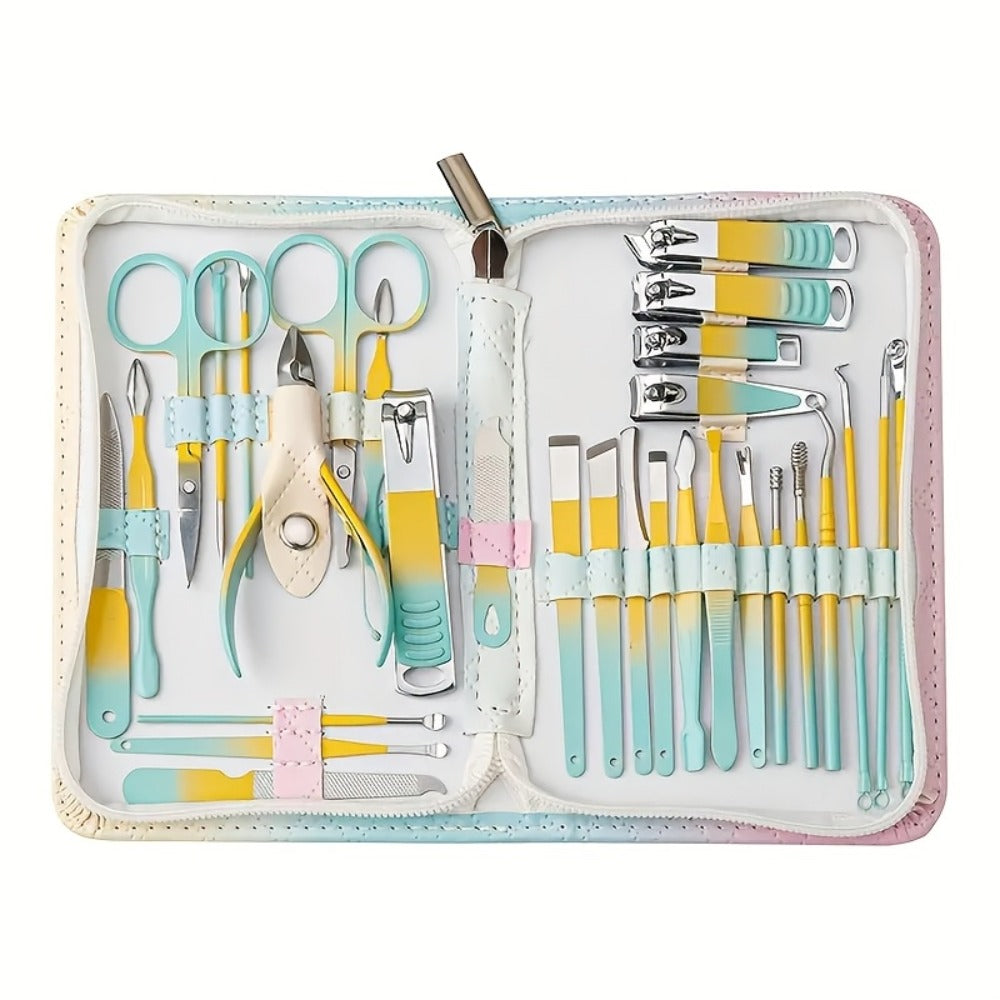 30pcs Nail Clipper Set, Men'S And Women'S Toe Clippers, Personal Care Tools, Nail And Foot Tool Beauty Kit, Gift For Men'S And Women'S Family And Friends, Comes With Portable Travel Box (Gradient)
