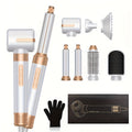 Hair Dryer Brush 7 in 1, 110000 RPM Hair Dryer with Diffuser for Curly And Twisted Hair Professional Ionic Brush Blow Dryer for Salon-Quality Styling, White Golden