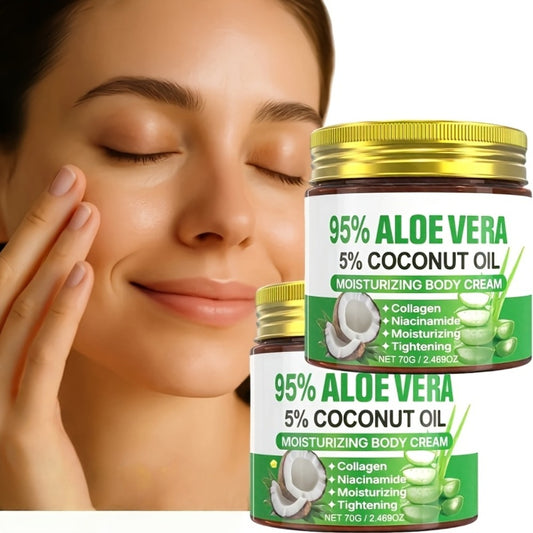 2pcs Aloe Collagen Firming Moisturizing Cream - Rich In Aloe Essence, Coconut Oil, Hyaluronic Acid, Moisturizing Care, Very Suitable for Dry Skin, Moisturizing Tight Delicate Skin Suitable for All Skin Types, A Gift for Mother