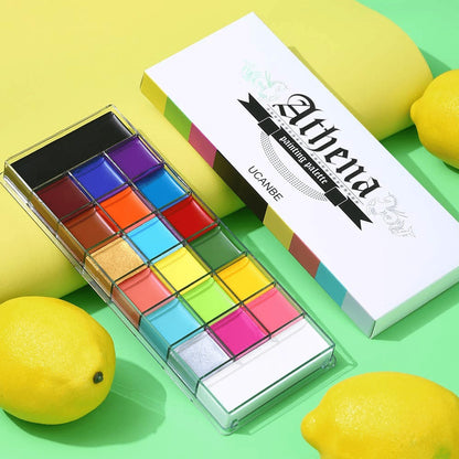Face Body Paint Palette 20 Colors Oil-Based - Halloween SFX Makeup Kit Black White Flash Tattoo Cosplay Festival Stage Artist Full Size 168g