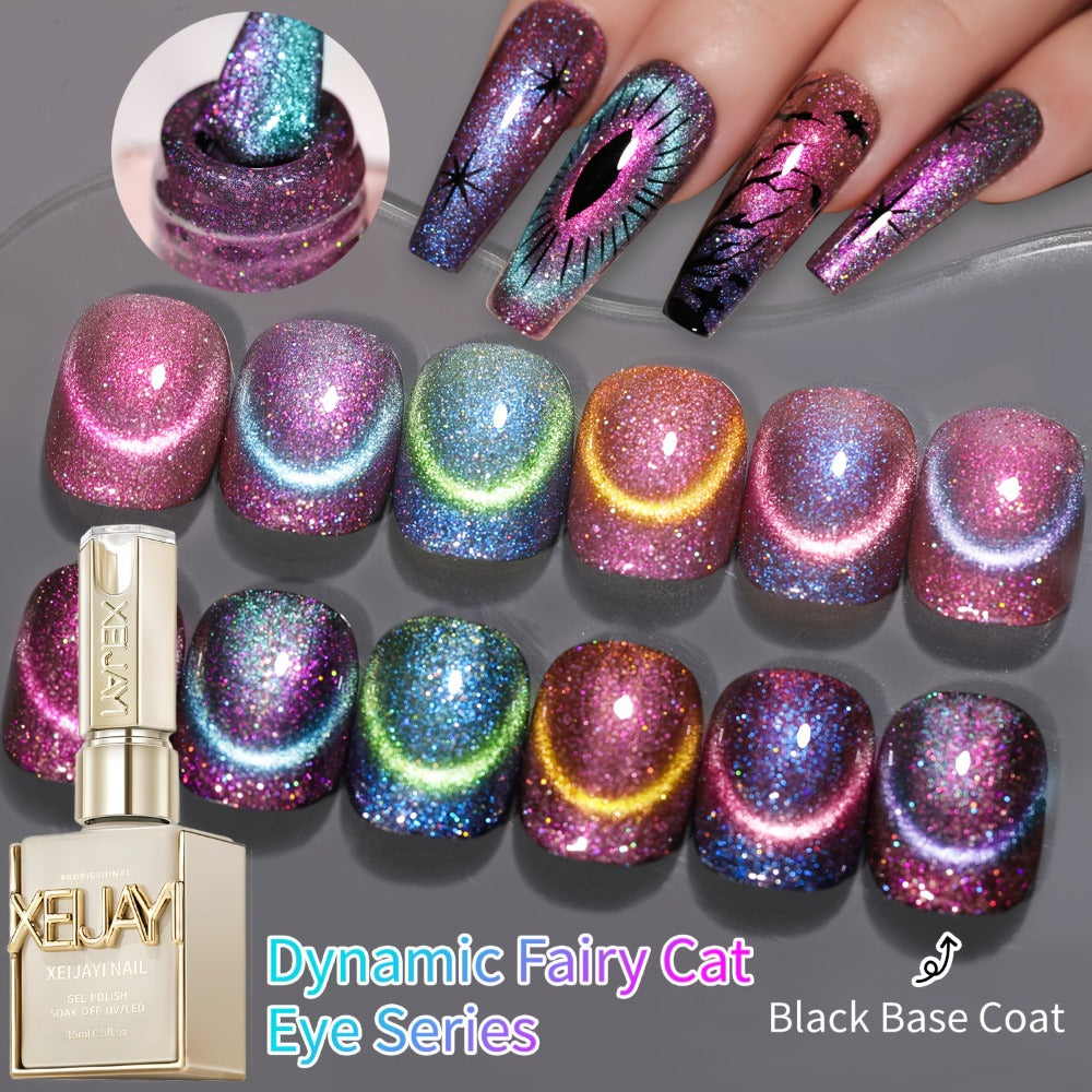 Cat Eye Nail Polish Set 6Colors 0.51oz Reflective Cat'S Eye Nail Gel Soaking LED Gel Salon Female Nail Art Tools Fashion Holographic Nail Art