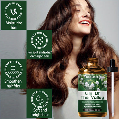 Essential Oil Lily of the Valley Moisturizing & Hydrating - Deep Conditioning Body Hair & Nail Oil No-Methanol Fresh Floral Scent for Dry Skin - Unisex Multipurpose Skin Care Oil 50ml 1.69fl oz