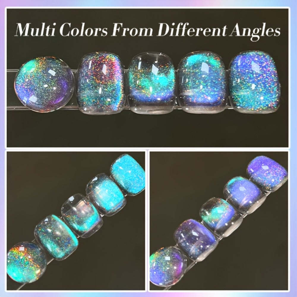 1 Born Pretty 9D Magnetic Cat Eye Gel Polish - Holographic Rainbow with Magnetic Swirl Design, Soak-Off /LED Curable Nail Polish Suitable for DIY Magnetic Nail Art, -Lasting Gel for Salon & Home Use 0.34oz