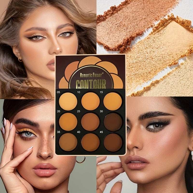 9 Tone Contour And Concealer Palette, Medium And Deep Tone, Create Natural 3D Makeup Effect, Matte Effect, Waterproof And Sweat Proof, Oil Control Foundation Make-Up And Eye Shadow, Suitable for All Skin Types, Eye Shadow Primer | Fashion Design | Wa