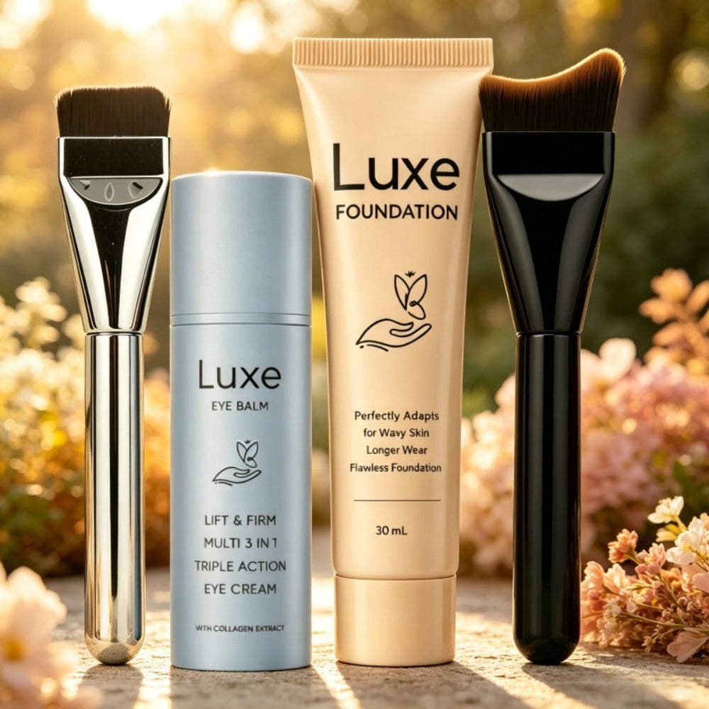 4pcs Luxury Set! Includes: 1 Multifunctional Liquid Foundation, 1 Dedicated Eye Cream Applicator, And 2 Foundation Brushes. Its Supports Layer-By-Layer Concealing to Create a Natural And Radiant Makeup Effect; Blurs Imperfecti