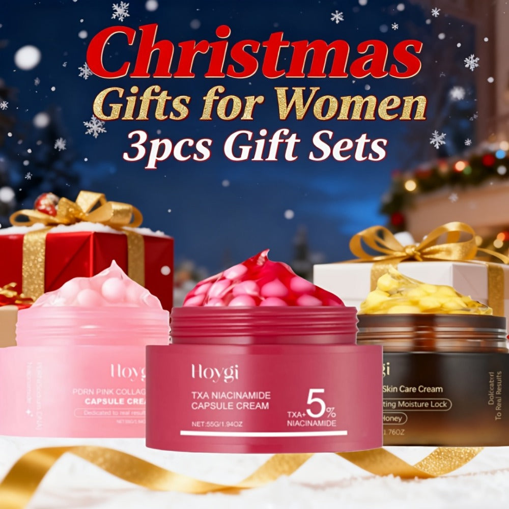 3pcs PDRN Collagen Capsule Cream&Vitamin C Capsule Facial Cream&Nicotinamide Capsule Cream with Capsule Technology, Moisturizes And Locks In Moisture. Suitable for Day And Night Use.valentines Day Gifts, Fall Winter Skincare, Aift Sets for Women