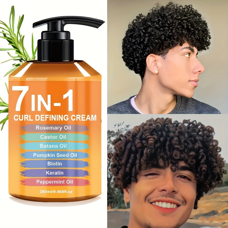 Upgraded Curl Styling Cream, Containing Seven Hair Care Ingredients Such As Argan Oil And Rosemary Oil - Natural Fluffy, Long-lasting Styling, Moisturizing, Suitable for Waves And Curly Hair, Curling Products And Hair Care Products to Protect Hair