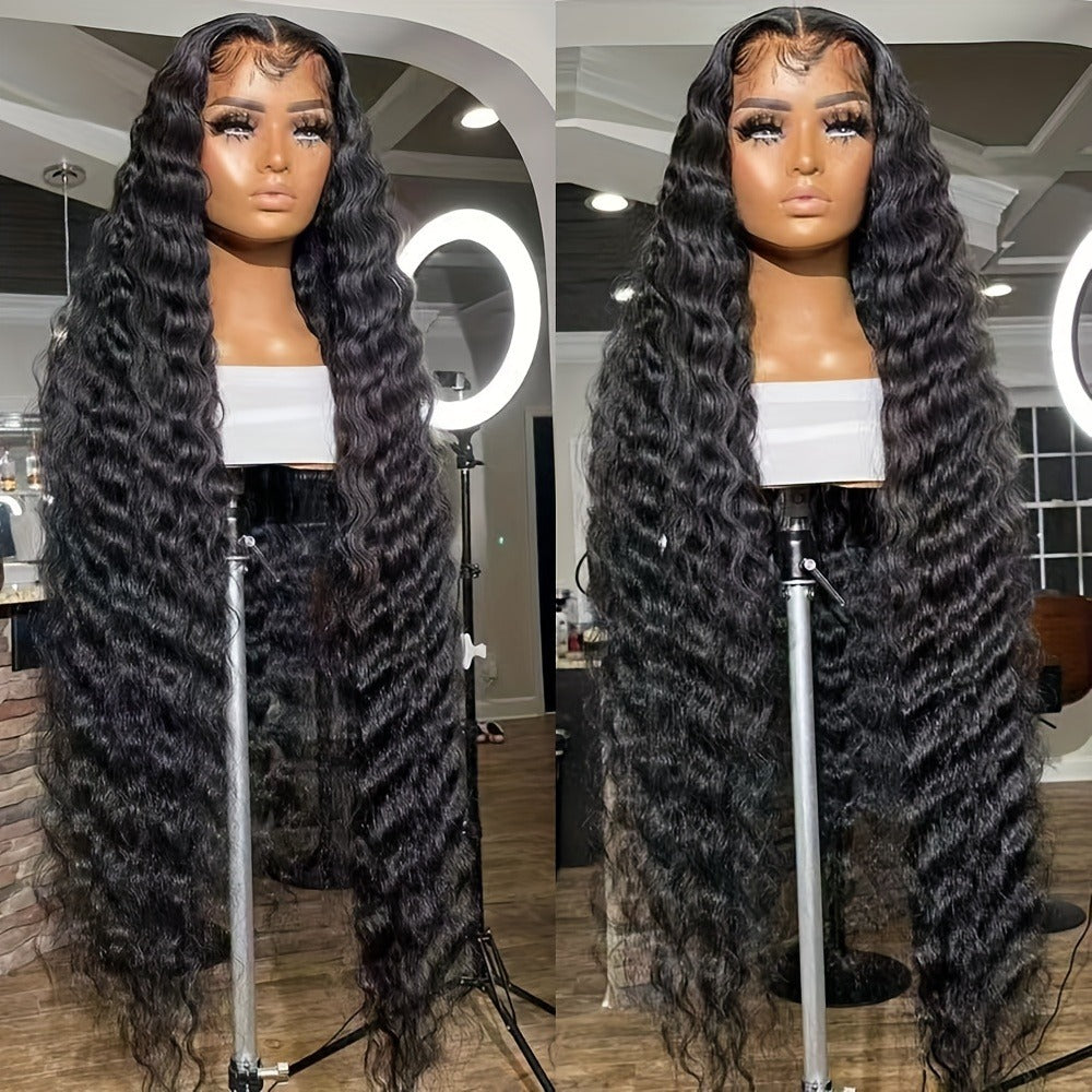 Loose Curly Wavy Lace Front Wig Synthetic 13x4 Deep Part Heat Resistant Fiber Pre Plucked Glueless Super Long for Women Halloween Party Daily Wear