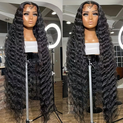 Loose Curly Wavy Lace Front Wig Synthetic 13x4 Deep Part Heat Resistant Fiber Pre Plucked Glueless Super Long for Women Halloween Party Daily Wear