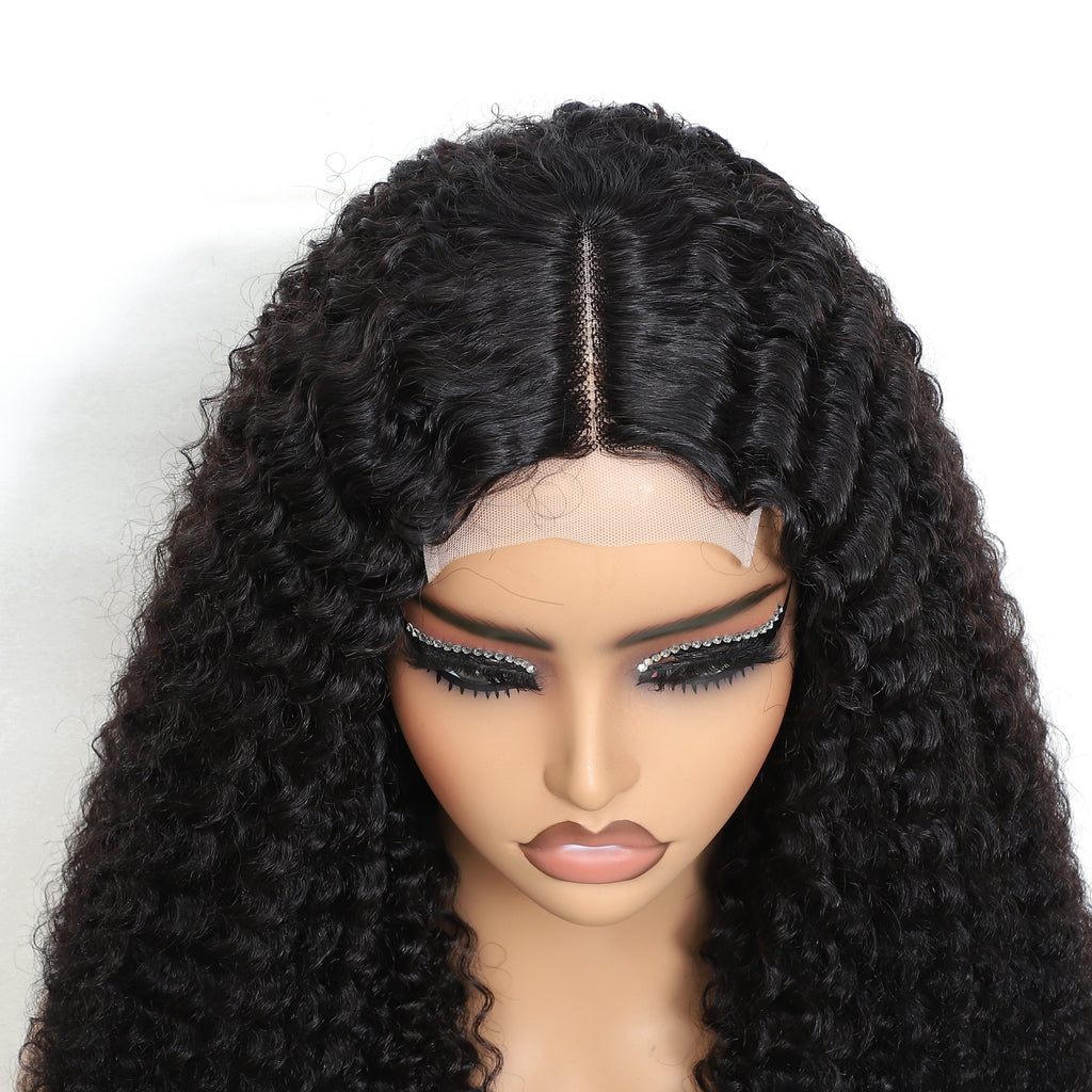 Kinky Curly Lace Front Wigs Human Hair 4X4X1 Lace Closure Wigs 180% Density Kinky Curly Wigs with Brazilian Unprocessed Wig Natural Color