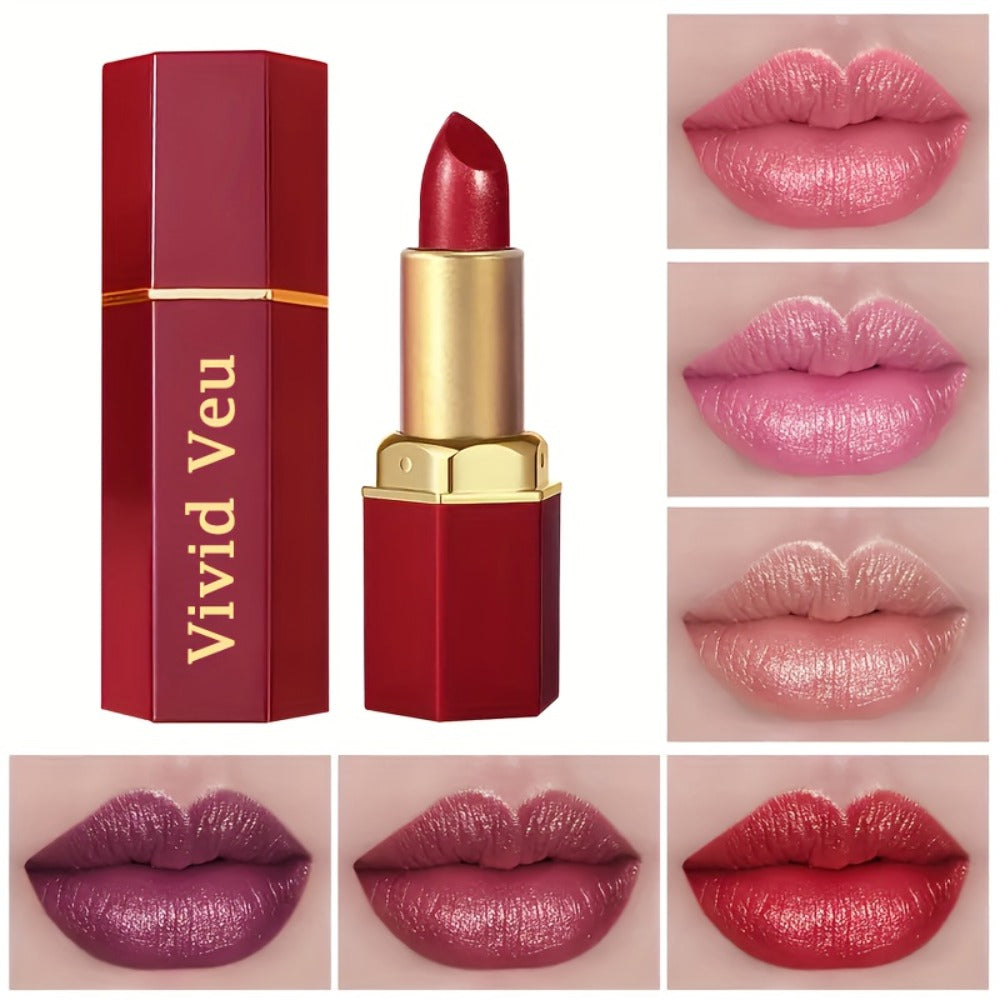 Hydrating Lipstick Set 6pcs - Moisturizing Creamy Formula, Long-Lasting Vibrant Berry & Nude Shades | Effortless Glide Lip Color for Daily Makeup | Essential Beauty Gift for Women