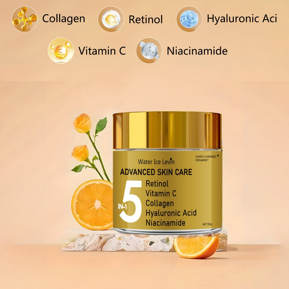 Water Ice Levin 5-in-1 Instant Lift Advanced Cream with Retinol, Vitamin C, Collagen, Hyaluronic Acid & Niacinamide, Tightens Light Beige, Suitable for All Light Beige Types, Unisex, Luxury Packaging Design, Advanced Formula