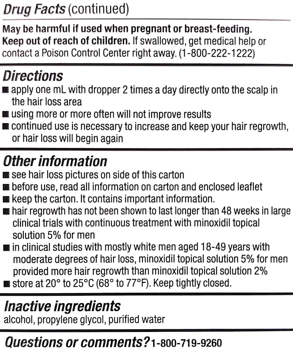Kirkland Signature Minoxidil Liquid Extra Strength Hair Loss Regrowth Treatment for Men, 5% Topical Solution for Hair Growth