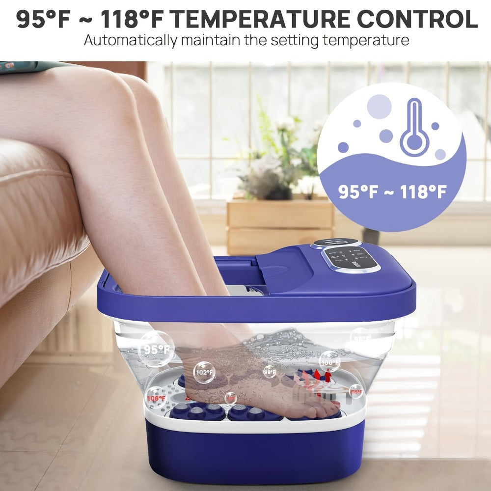 Collapsible Foot Spa And Massager With Heater And Temperature Control, Foot Bath Bowl With Bubbles, Six Massage Rollers, Vibration And Red Light, Foot Soak. Best Mothers Day Gifts