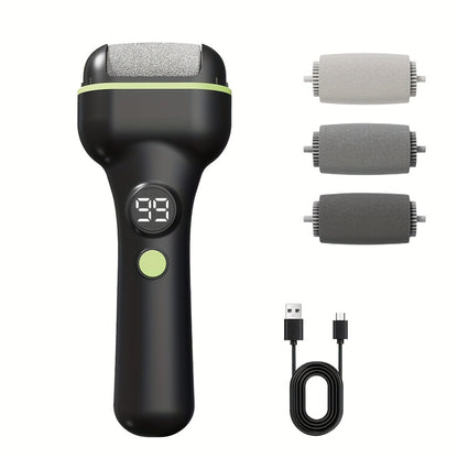 Electric Foot Callus Remover Rechargeable with 3 Grinding Heads LCD Display Portable Electronic Foot File for Dead Skin Removal Pedicure Tool for Women Men Athletes