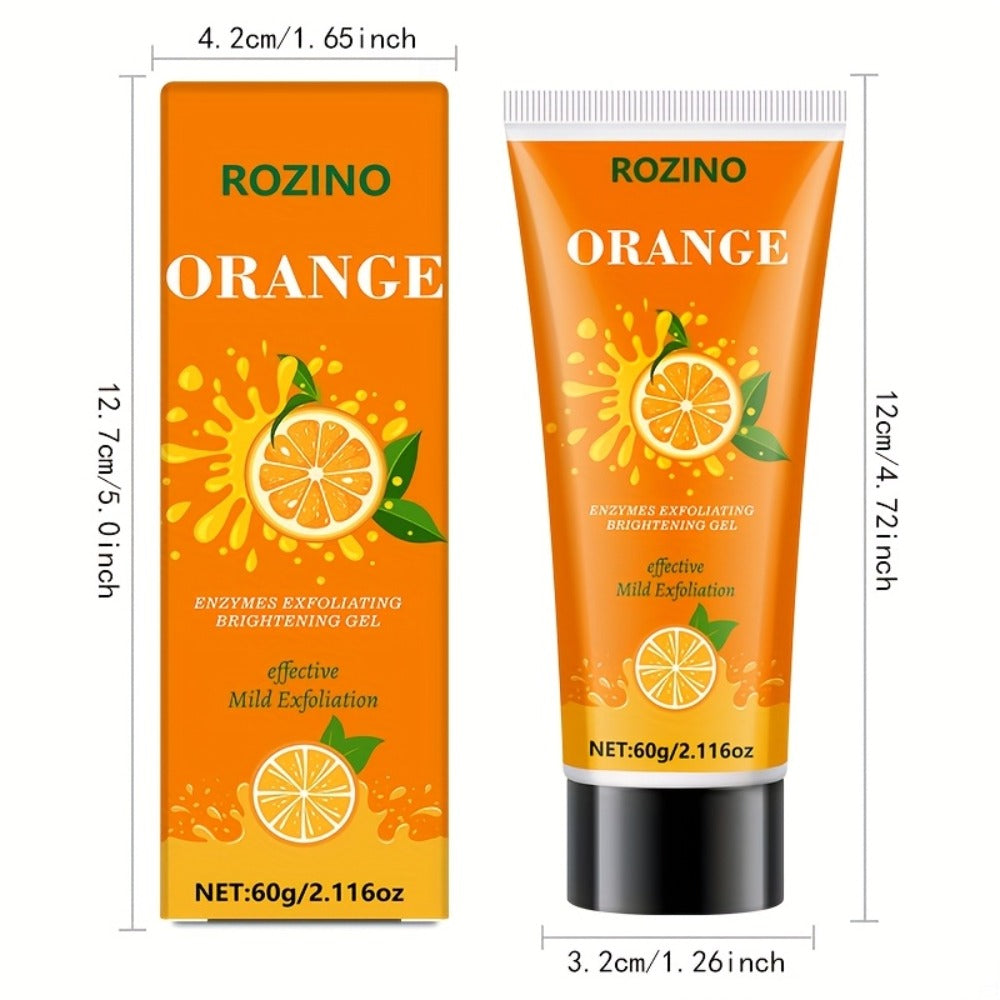 60g Orange Enzyme Cleansing Gel - Gentle Exfoliating & Moisturizing Gel with Aloe Vera, Hyaluronic Acid & Vitamin C - Deep Pore Cleansing for Body, Face