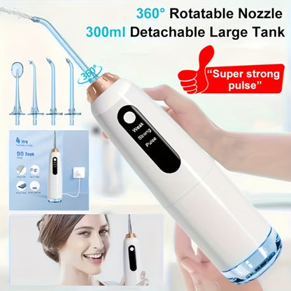Electric Toothbrush & Water Flosser Set - 3 Modes USB Rechargeable Oral Care Kit with 4 Brush Heads & 4 Nozzles, 360° Rotating Flosser for Deep Clean