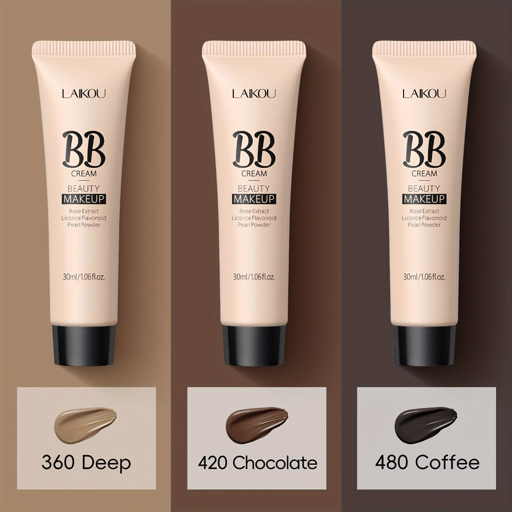 BB Cream 2PCS Set by LAIKOU – Waterproof Long-Wearing Foundation with Pore-Minimizing & Blemish-Covering Concealer, Glycerin-Infused Formula, 9 Shades, 30ml/1.06fl.oz Each