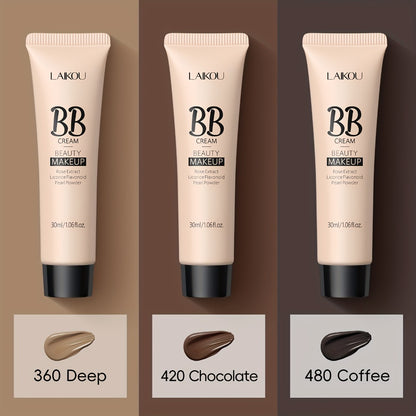 BB Cream 2PCS Set by LAIKOU – Waterproof Long-Wearing Foundation with Pore-Minimizing & Blemish-Covering Concealer, Glycerin-Infused Formula, 9 Shades, 30ml/1.06fl.oz Each