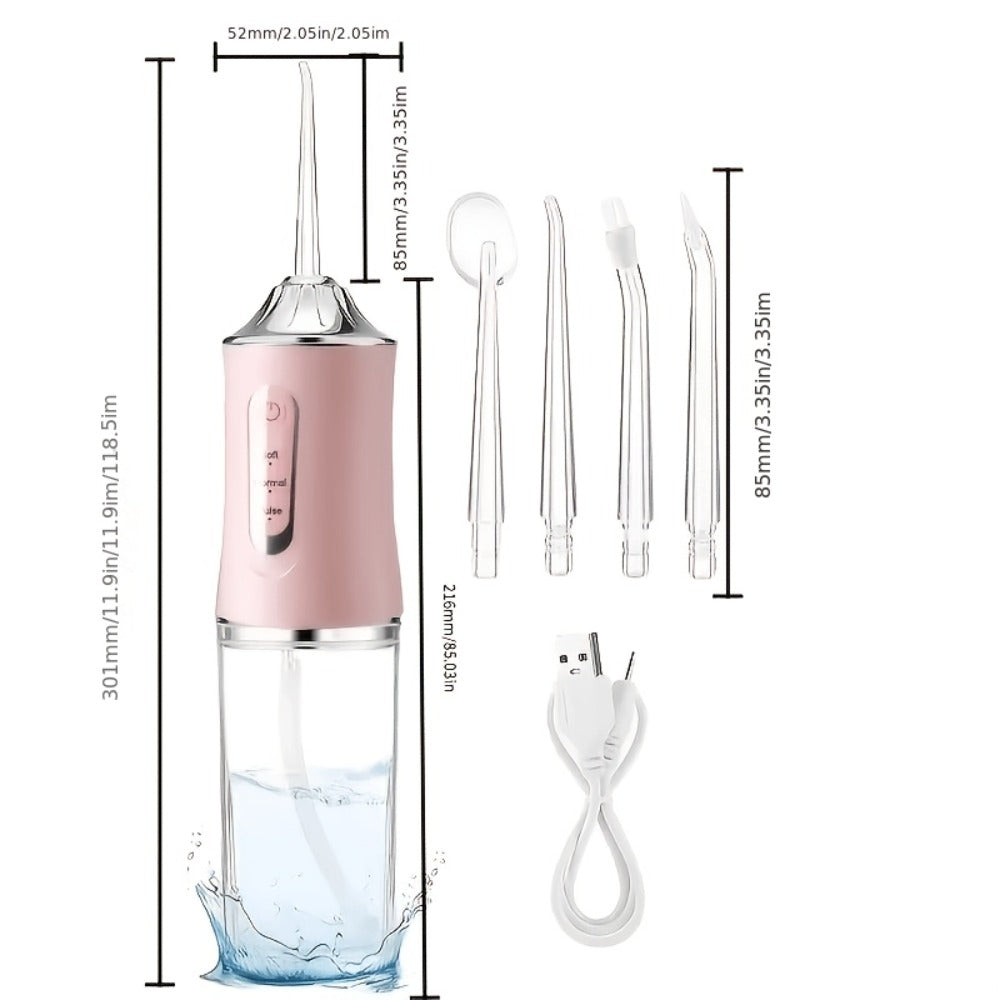 Smart Electric Water Flosser with Precision Pressure Control, 360° Rotating Nozzle - Deep Clean for Teeth & Gums, Replaceable Heads, USB Rechargeable Oral Irrigator for Home & Travel