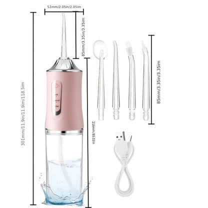 Water Flosser Electric Oral Irrigator with Precision Pressure Control, 360° Rotating Nozzle, Deep Clean Teeth & Gums, Replaceable Heads, USB Rechargeable, for Home & Travel Use