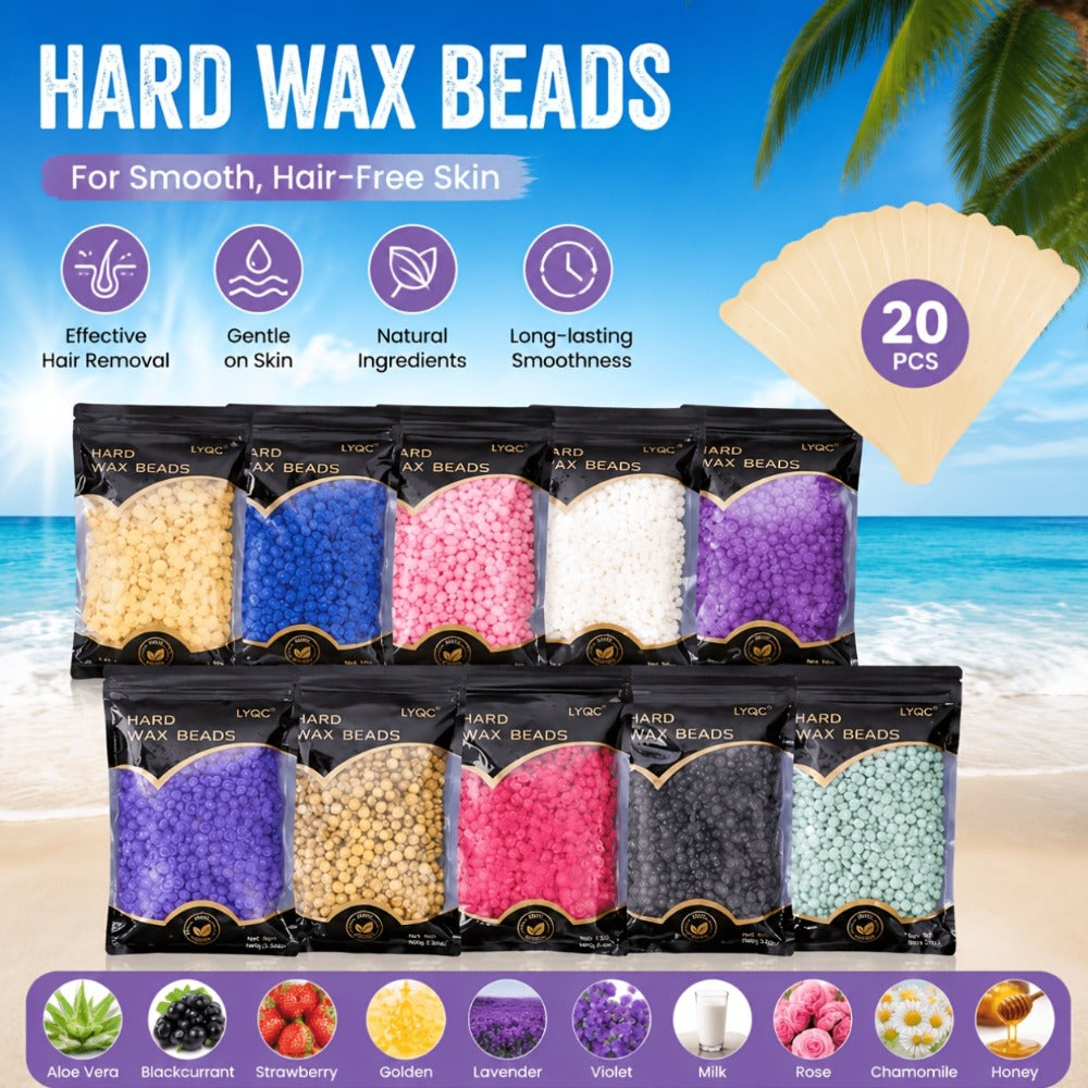 Hair Removal Wax Beads, Professional Hard Wax Beads 1000G with 20 Applicators for Full Body, Gentle Wax Beads Hair Removal, Unisex, Christmas Gift for Men, Makeup
