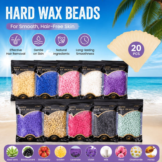 Hard Wax Beads for Hair Removal — Professional Full Body Waxing Kit with 20 Applicator Sticks, Low Melting Point Formula for Sensitive Skin, Beginner-Friendly Unisex Depilatory Wax (1000g / 2000g)
