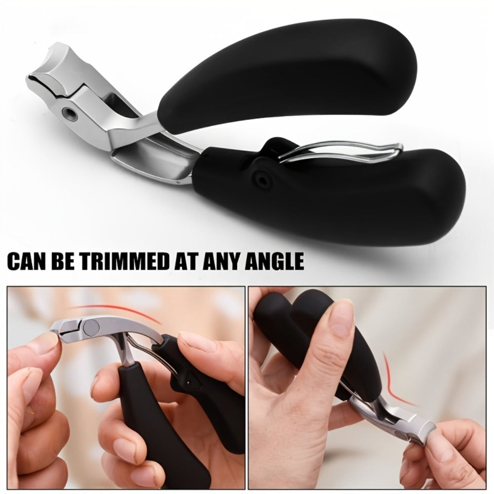 2pcs Modern Stainless Steel Nail Clippers with Concave Blades, Heavy Duty Nail Clippers with Curved Design, Large Opening for Thick Nails, Elderly Friendly, No Splash, Precision Trimming Of Men's Toenails, Long Handle with Angled Curved Blades