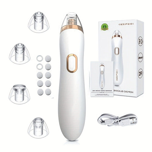 Blackhead Remover Vacuum Pore Cleaner 5 Suction Levels - 4 Probe Heads 600mAh USB Rechargeable Portable Facial Pore Vacuum for Men & Women
