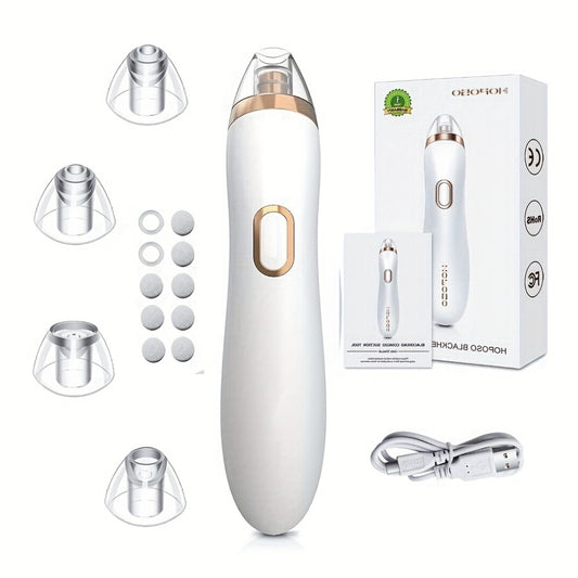 Blackhead Remover Vacuum, Pore Cleaner with 5 Adjustable Suction Power Levels and 4 Different Probes, Rechargeable and Portable, Ideal Gift for Men and Women