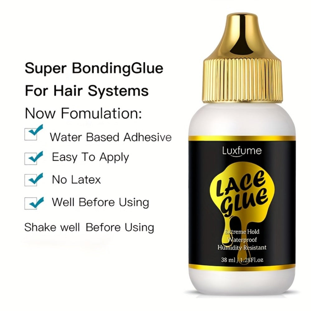 Waterproof Wig Glue Latex Free Strong Hold for Wigs Lace Front Traceless Sweat Rain Resistant All Day Wear 1.28oz Wig Adhesive for Women