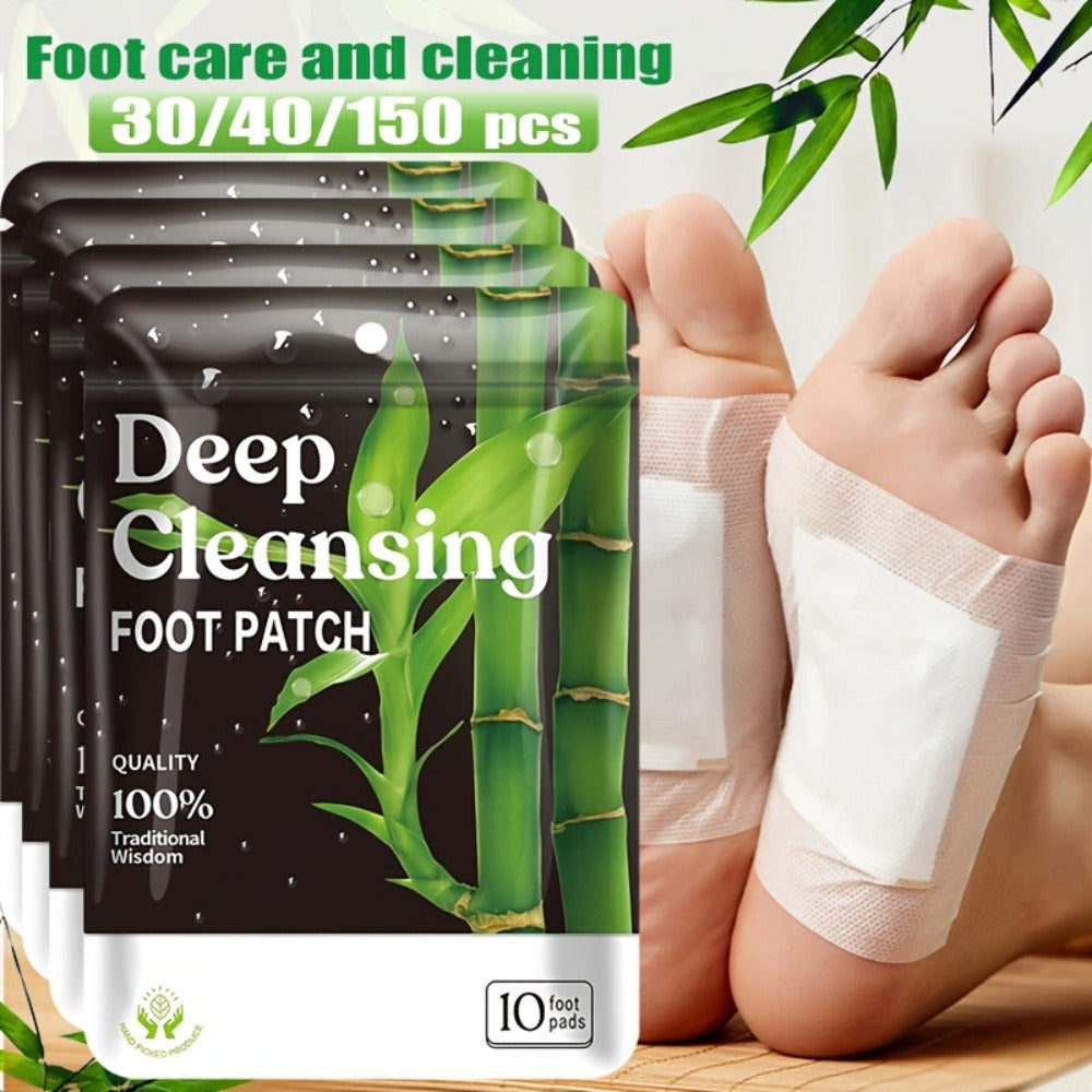 Foot Patches Detox Bamboo Vinegar Ginger Lavender Natural Plant Ingredients Deep Cleansing Moisturizing Foot Pads Massage Relaxing Foot Care Home Portable Health