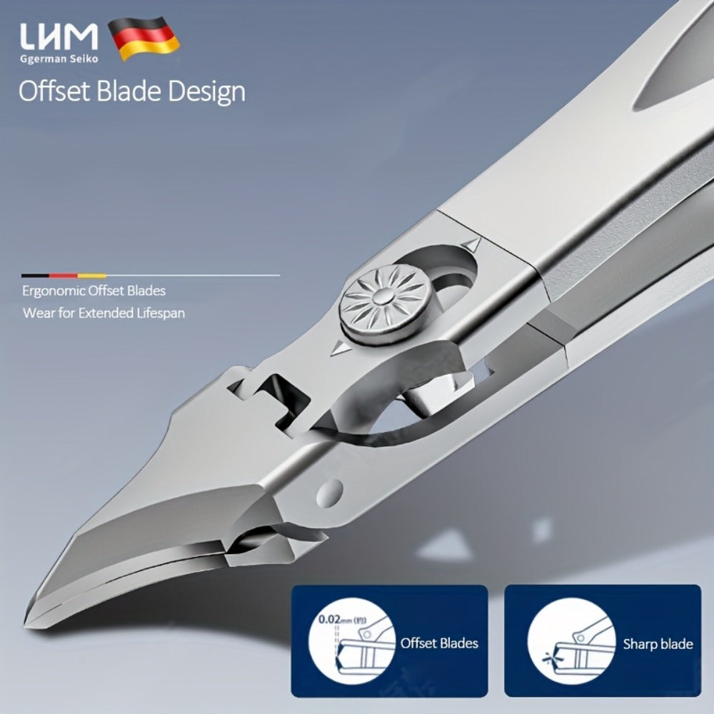 LHM European Special Line Angled Toenail Clipper for Elderly - 45° Precision, Wide Jaw, Rust-Resistant Stainless Steel, Hypoallergenic Ergonomic Design for Difficult Areas & Thick Nails, Nail Clippers for Thick Nails, Senior Nail Care