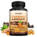 Turmeric And Ginger Supplements - with Black Pepper - Supports Heart And Brain Health - 120 Capsules