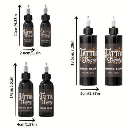 Black Tattoo Ink Professional Outlining Shading Blending Ink Set Waterproof Long Lasting Body Art Tattoo Supply for Artists Beginners 100ml 250ml