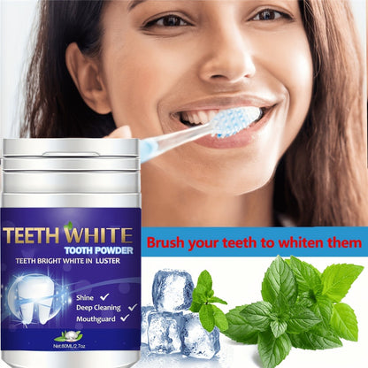 Teeth Cleaning Powder with Baking Soda, Honeysuckle & Mint Extract, 80ml Natural Tooth Whitening Powder for Fresh Breath & Stain Removal, Long-Lasting Minty Fragrance, Daily Oral Care Dental Powder