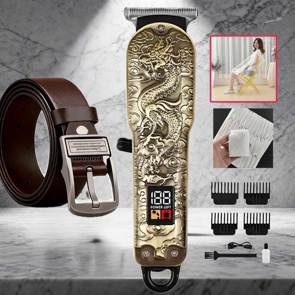 9pcs Hair Clipper Set + 1 Fashionable Elegant Belt, Electric Digital Hair Clipper, Trimmer, Rechargeable, Professional For Salons, Elegant Belt, Suitable For Both Men And Women, The Perfect Gift For Christmas And Halloween