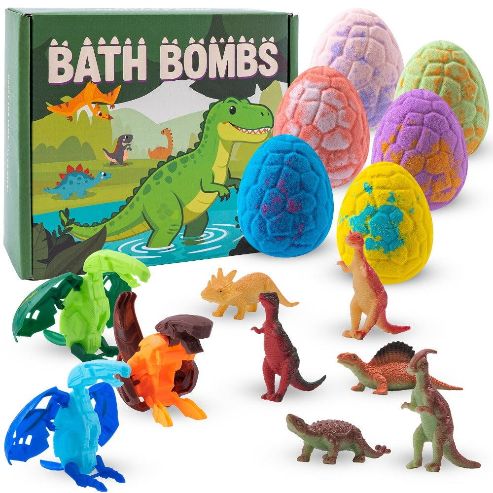 Christmas Gift: Bath Bombs, 6pcs Dinosaur Egg Bath Bombs with Surprise Toys Inside / 3pcs Transforming Dinosaur Egg Toys, Educational / Birthday Gift, Creative Valentine's Day Party Gift, Exquisitely Packaged Gift Box, Holiday Gift for /
