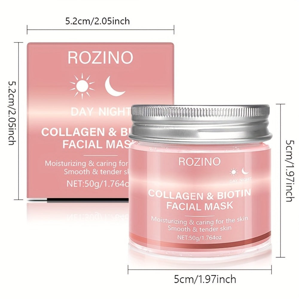 50g Biotin Collagen Day & Night Mask, Hydrates, Keeps Skin Moist And Plump, Firms Skin, Brightens Complexion, Smooths Skin, Makes Skin Look Younger. Suitable for Daily Use And Holiday Gifts, Giving Her A Beautiful Face