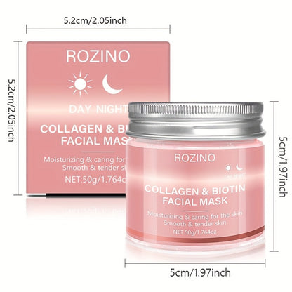 Biotin Collagen Day & Night Face Mask 50g — Hydrating Firming Brightening Skin Cream, Anti-Aging Moisturizer for Plump Smooth Younger-Looking Skin