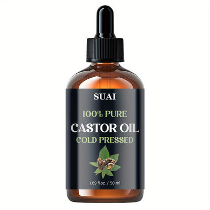 Castor Oil 100% Pure Cold Pressed 1.69oz for Hair Growth Eyebrows Eyelashes Skin Moisturizing Body Oil Plant Extract Hypoallergenic Smooth Soft Skin Care for Women Men
