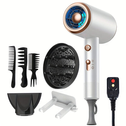 Professional Ionic Hair Dryer 1600W — Low Noise Quick Dry, 32000 RPM Motor, 2 Concentrators, Diffuser, 3 Combs & Hanger, Home Salon Travel Blow Dryer — 6 Colors