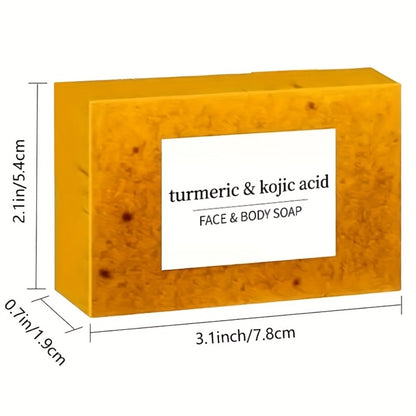 Turmeric Soap Bar Kojic Acid Lemon Honey Natural Handmade 100g - 12 Bars with Bubble Net Brightening Facial Body Soap for Dark Spots Glowing Skin All Skin Types