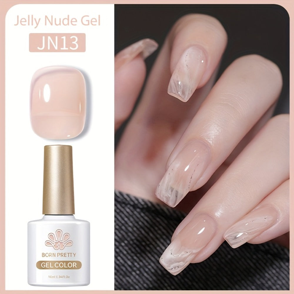 BORN PRETTY Milky White Jelly Nude Gel Nail Polish 0.34oz White Translucent Soak Off Gel Vernis Semi Permanent Need Light
